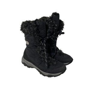 The North Face Insulated Winter Boots Size 7 Black Faux Fur Trim